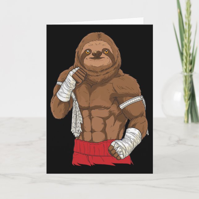 Muay Thai Sloth Kickboxing Fighter  Card (Front)
