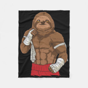 Muay Thai Sloth Kickboxing Fighter Fleece Blanket