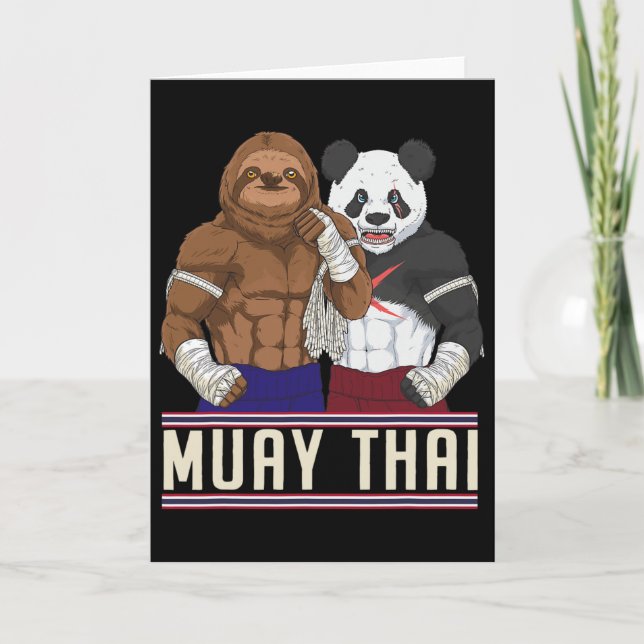 Muay Thai Sloth Panda Kickboxing Fighter  Card (Front)
