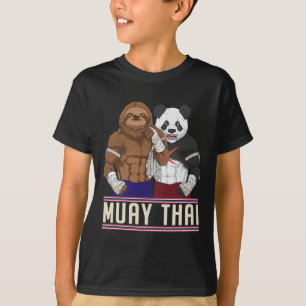 Muay Thai Sloth Panda Kickboxing Fighter T-Shirt
