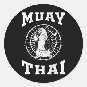 Muay Thai Thailand Fist Ring Knee Fighter Techniqu Classic Round Sticker