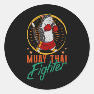 Muay Thai Thailand Fist Ring Knee Fighter Techniqu Classic Round Sticker