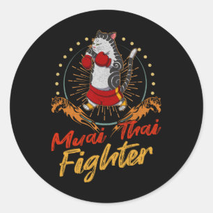 Muay Thai Thailand Fist Ring Knee Fighter Techniqu Classic Round Sticker