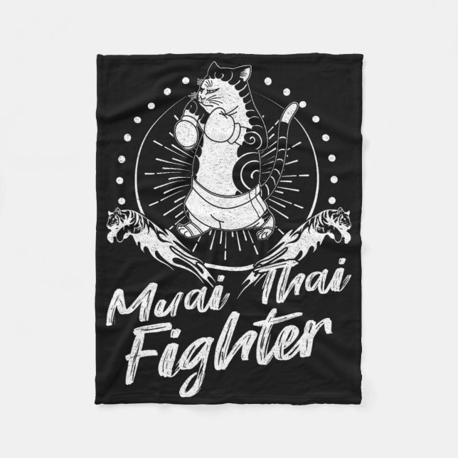 Muay Thai Thailand Fist Ring Knee Fighter Techniqu Fleece Blanket (Front)