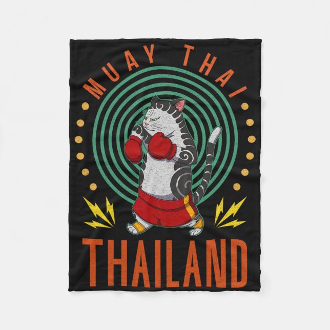 Muay Thai Thailand Fist Ring Knee Fighter Techniqu Fleece Blanket (Front)