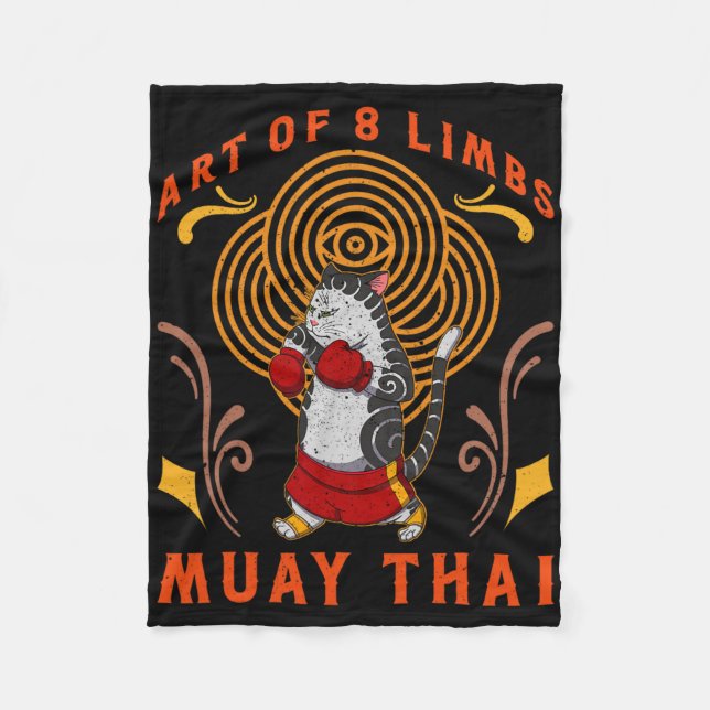 Muay Thai Thailand Fist Ring Knee Fighter Techniqu Fleece Blanket (Front)