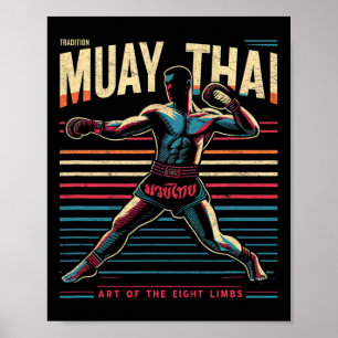 Muay Thai Thailand Kickboxing Mma Fighter Vintage Poster