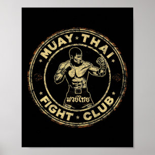 Muay Thai Thailand Kickboxing Mma Fighter Vintage  Poster