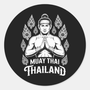 Muay Thai Thailand Vintage Tiger Fighter Training Classic Round Sticker