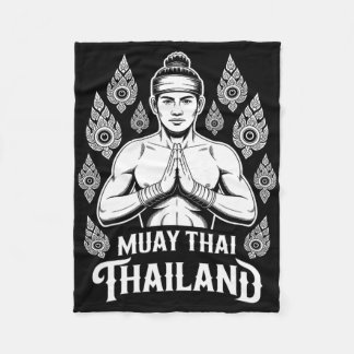 Muay Thai Thailand Vintage Tiger Fighter Training  Fleece Blanket
