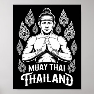 Muay Thai Thailand Vintage Tiger Fighter Training  Poster