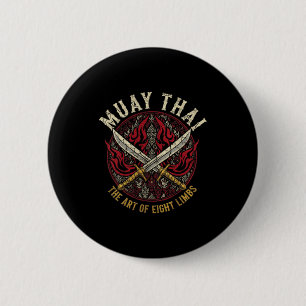 Muay Thai The Art of Eight Limbs Crossed Swords 6 Cm Round Badge
