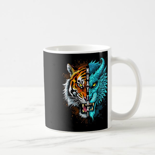 Muay Thai Tiger Dragon Fusion Art  Coffee Mug (Right)