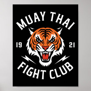 Muay Thai Tiger Fight Kickboxing Fighters Thaiboxi Poster