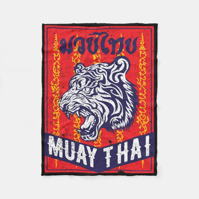 Muay Thai Tiger Training Mma Street Fight Kickboxi Fleece Blanket (Front)