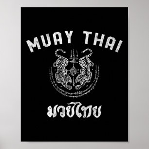Muay Thai Twin Tiger Kickboxing Mma Gift - White Poster