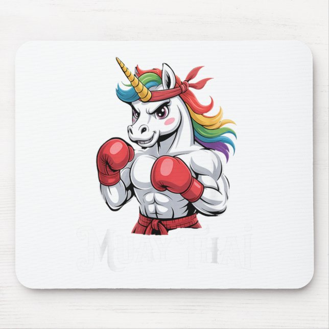 Muay Thai Unicorn Ninja Thaiboxing Boxing Mouse Mat (Front)