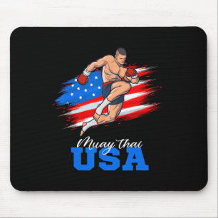 Muay Thai Usa Support Team American Flag Kickboxin Mouse Mat