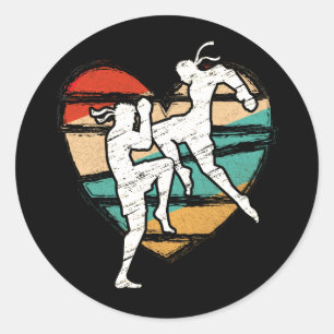 Muay Thai Vintage Design Retro Kickboxer Fighter Classic Round Sticker