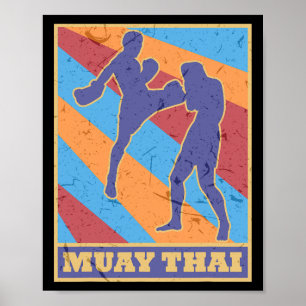 Muay Thai Vintage Retro Colors Kickboxing Mma Boxe Poster