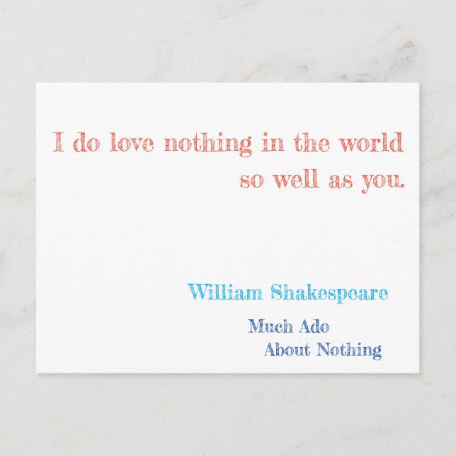 Much Ado About Nothing Postcard (Front)