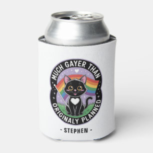 Much Gayer – Funny Cute Black Cat LGBTQ Pride Can Cooler