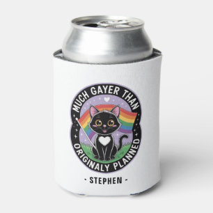 Much Gayer – Funny Cute Black Cat LGBTQ Pride Can Cooler