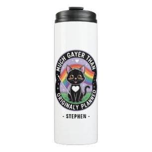 Much Gayer – Funny Cute Black Cat LGBTQ Pride Thermal Tumbler