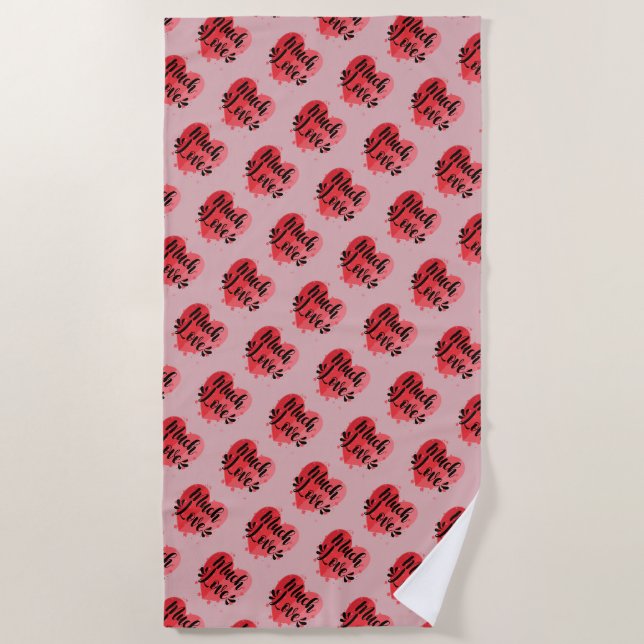Much Love, Big Hearts Beach Towel (Front)