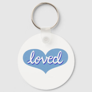 MUCH LOVED - Adored - Blue love heart Key Ring