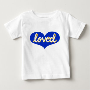 MUCH LOVED - blue love heart- Baby boy/girl T-Shirt