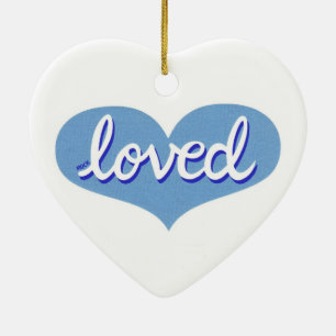 MUCH LOVED - Blue love heart Ceramic Tree Decoration