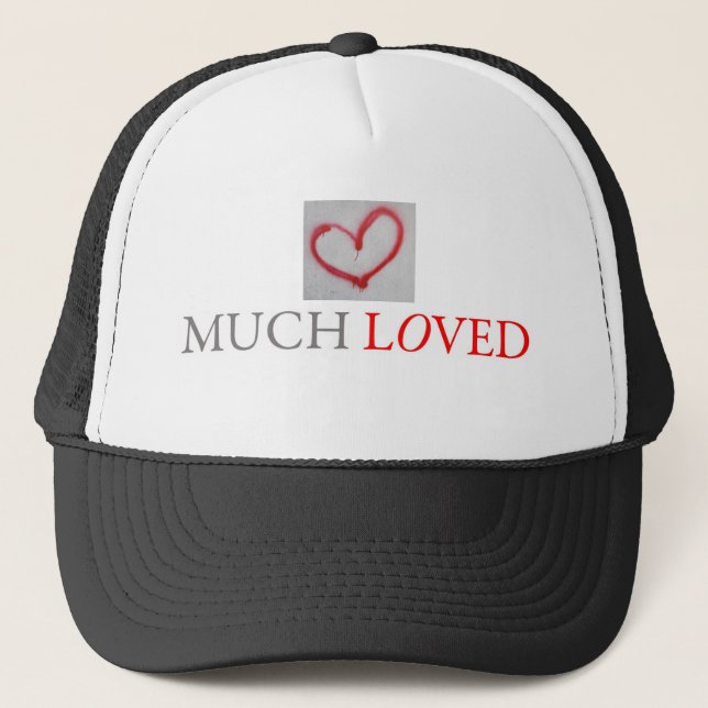 MUCH LOVED - Red graffiti heart  Trucker Hat (Front)