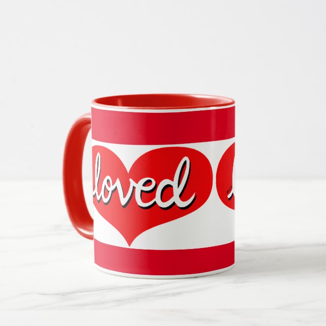 MUCH LOVED - Red love heart- Mug (Front Left)