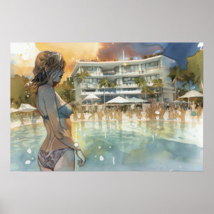 Much needed downtime at the pool poster