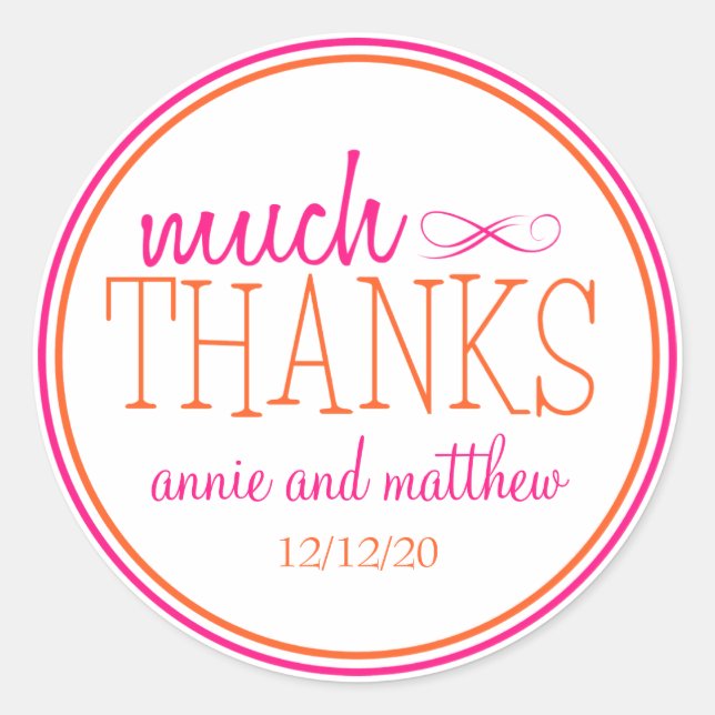 Much Thanks Labels (Hot Pink / Orange) (Front)