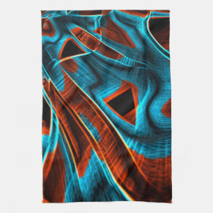 Much twisted blue and red burnt with grooves tea towel