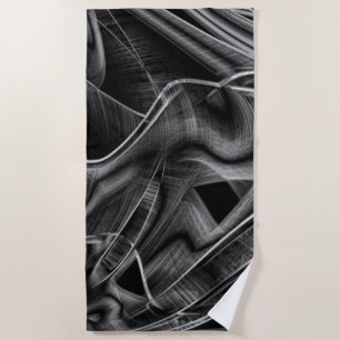 Much twisted with grey grooves on dark background beach towel