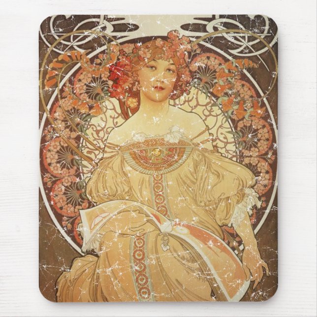 Mucha 2 - 1890 - distressed mouse mat (Front)