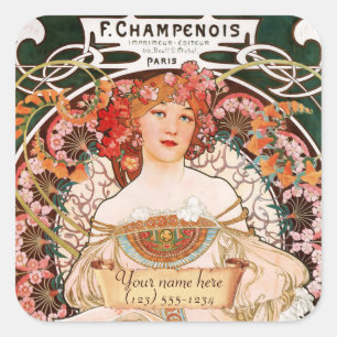 Mucha  Art Nouveau Bookplate Stickers