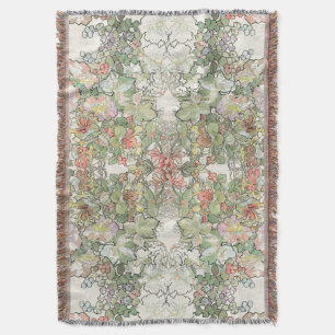 Mucha Art Nouveau Hollyhock Flowers Throw Blanket