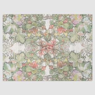 Mucha Art Nouveau Hollyhock Flowers Tissue Paper