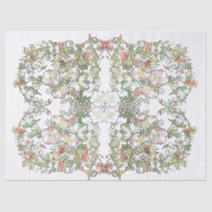 Mucha Art Nouveau Hollyhock Flowers Tissue Paper