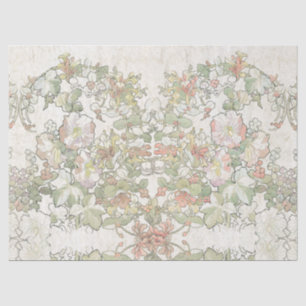 Mucha Art Nouveau Hollyhock Flowers Tissue Paper