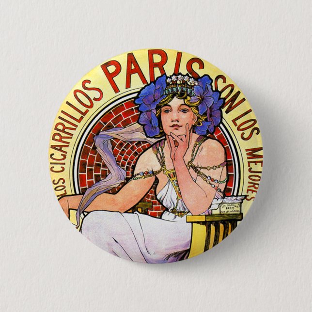 Mucha Art Nouveau Illustration 6 Cm Round Badge (Front)