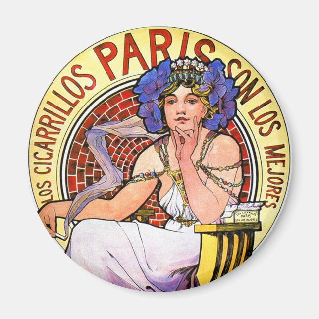 Mucha Art Nouveau Illustration Magnet (Front)