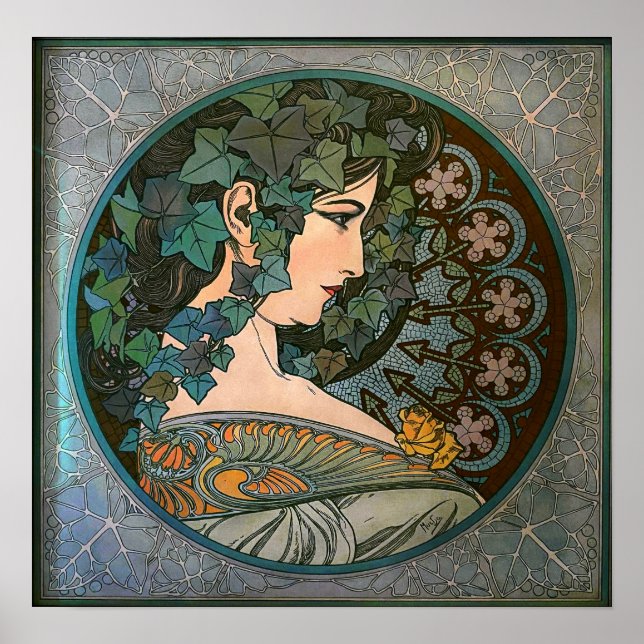 Mucha - Art Nouveau Ivy Poster (Front)