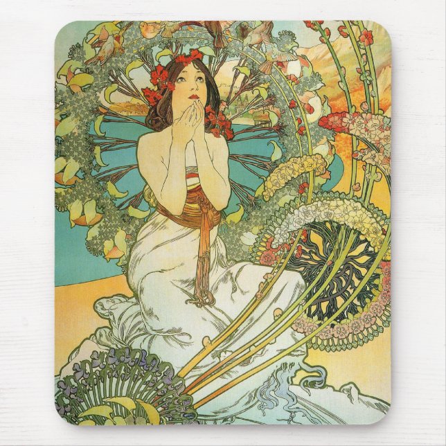 Mucha Art Nouveau Monte Carlo Lady Mousepad (Front)