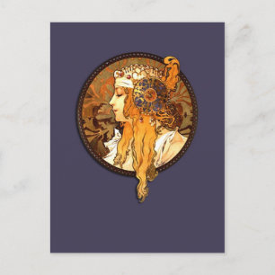 Mucha Art Nouveau Portrait Postcard