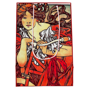 Mucha Art Nouveau Redhead Lady Bike Gift Bag